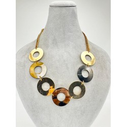 Gold Zincirli Yuvarlak Desenli Kolye